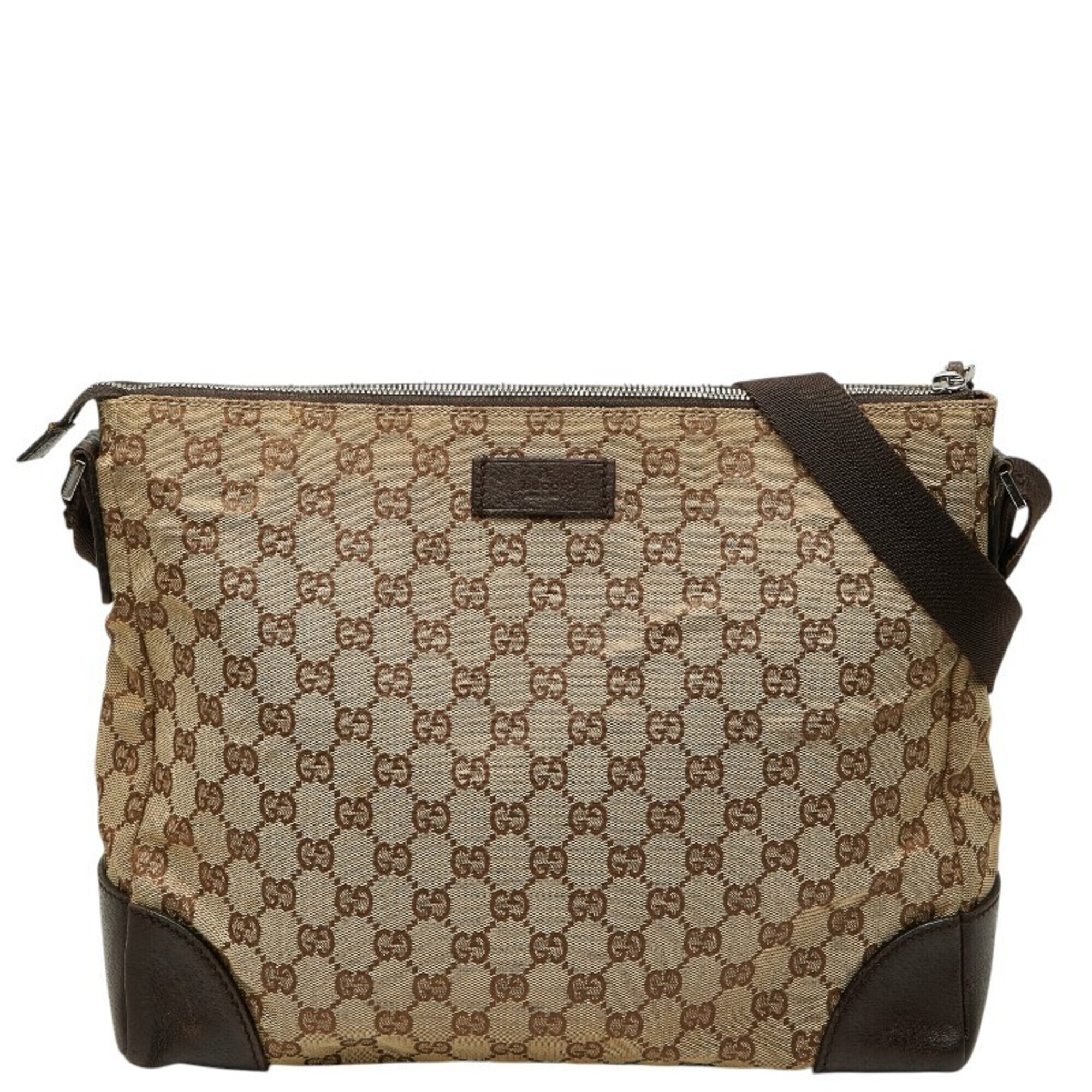 Gucci Gg Canvas Crossbody Shoulder Bag 110054 Beige Brown Leather Women's Gucci